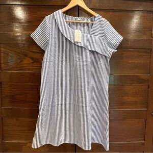 ✅ 5/$25 NWT Nautical Blue White pinstripes Striped Dress XL short sleeve collar